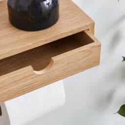Cromford Toilet Roll Holder with Wooden Drawer - thumbnail 2