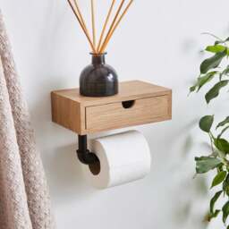 Cromford Toilet Roll Holder with Wooden Drawer - thumbnail 1