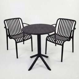 Bergen Round Bistro Table with 2 Alma Armchairs - thumbnail 2