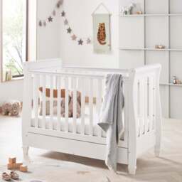 Babymore Eva Sleigh Cot Bed with Drawer - thumbnail 1