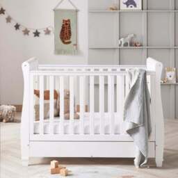 Babymore Eva Sleigh Cot Bed with Drawer - thumbnail 2