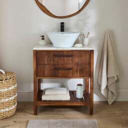 Tatum Single Vanity Unit, Marble - thumbnail 1