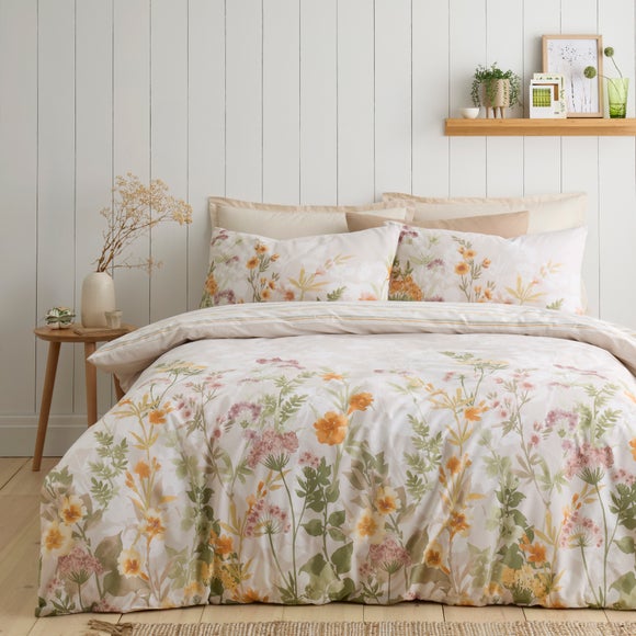 Autumn Floral Trail 100% Cotton Duvet Cover & Pillowcase Set - image 1