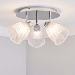 Bremont 3 Light Ribbed Glass Bathroom Semi Flush Spotlight - thumbnail 1