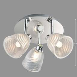 Bremont 3 Light Ribbed Glass Bathroom Semi Flush Spotlight - thumbnail 5