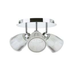 Bremont 3 Light Ribbed Glass Bathroom Semi Flush Spotlight - thumbnail 6