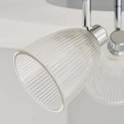 Bremont 3 Light Ribbed Glass Bathroom Semi Flush Spotlight - thumbnail 3