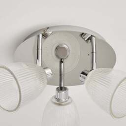 Bremont 3 Light Ribbed Glass Bathroom Semi Flush Spotlight - thumbnail 4
