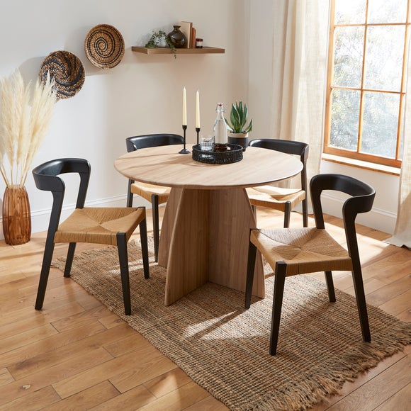 Effy 4 Seater Round Dining Table, Wood Effect - image 1