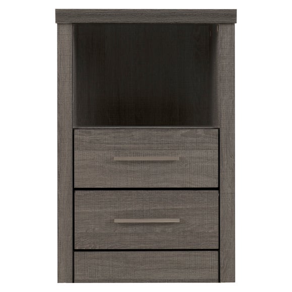 Lennon 2 Drawer & 1 Shelf Bedside Table, Black - image 1