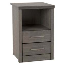 Lennon 2 Drawer & 1 Shelf Bedside Table, Black - thumbnail 2