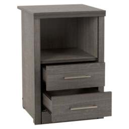 Lennon 2 Drawer & 1 Shelf Bedside Table, Black - thumbnail 3