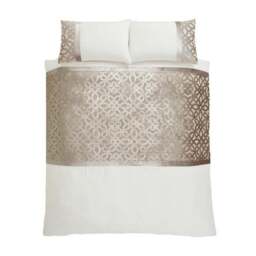 Catherine Lansfield Natural Lattice Cut Velvet Duvet Cover and Pillowcase Set - thumbnail 4