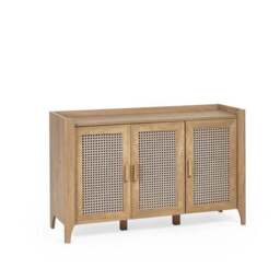 Sydney 3 Door Oak Effect Sideboard with Rattan Print - thumbnail 3