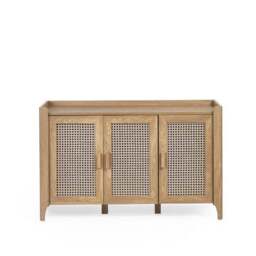 Sydney 3 Door Oak Effect Sideboard with Rattan Print - thumbnail 5