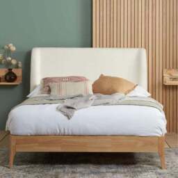 Halfden Wooden Bed Frame, Boucle - thumbnail 2