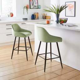 Radleigh Bar Stool, Velvet - thumbnail 2