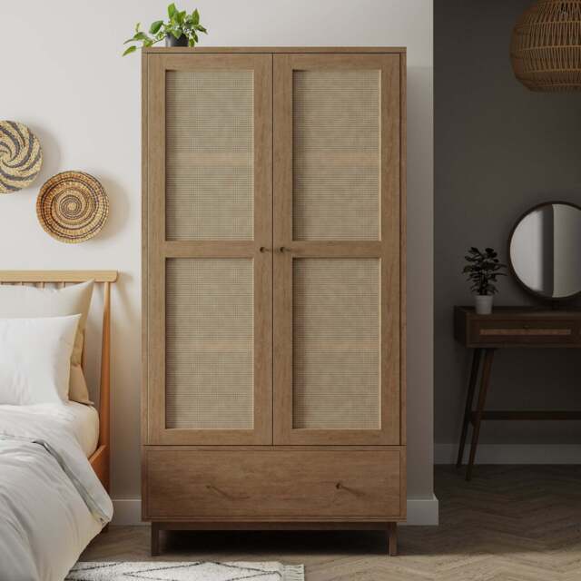 Indi Double Wardrobe, Mango Wood brown
