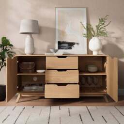 Edda Extra Wide Sideboard, Oak Effect - thumbnail 2