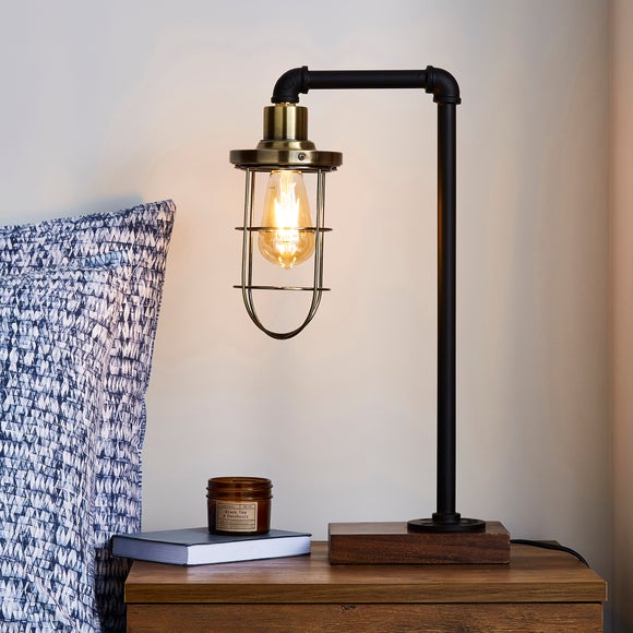 Milas Pipe Black Industrial Table Lamp