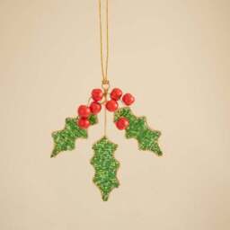 Beaded Holly Hanging Decoration - thumbnail 3