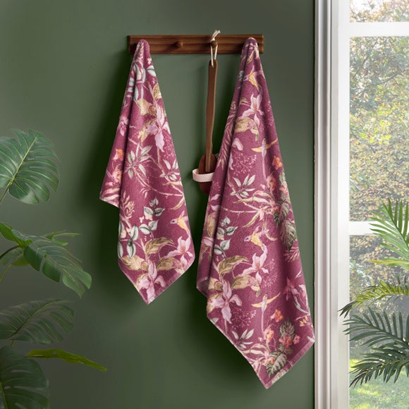 Hummingbird Floral Cotton Towel - image 1