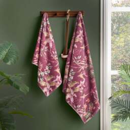 Hummingbird Floral Cotton Towel - thumbnail 1