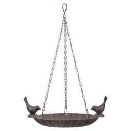 Fallen Fruits Hanging Cast Iron Bird Bath with 2 Birds - thumbnail 2