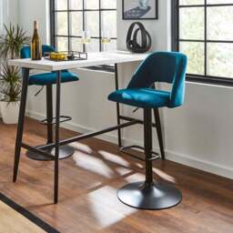 Jonas Adjustable Height Bar Stool, Velvet - thumbnail 2