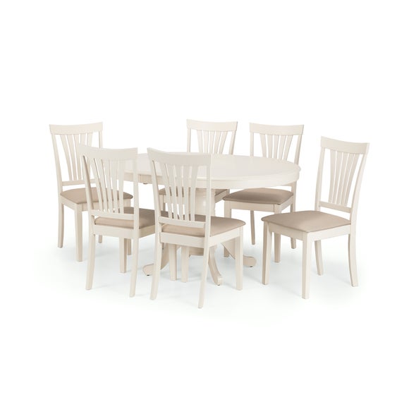 Stanmore 6 Seater Round Dining Table with 6 Chairs, Off White - image 1
