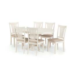 Stanmore 6 Seater Round Dining Table with 6 Chairs, Off White - thumbnail 1