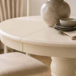 Stanmore 6 Seater Round Dining Table with 6 Chairs, Off White - thumbnail 5