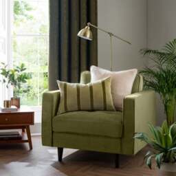 Clara Pencil Stripe Velvet Rectangle Cushion - thumbnail 1