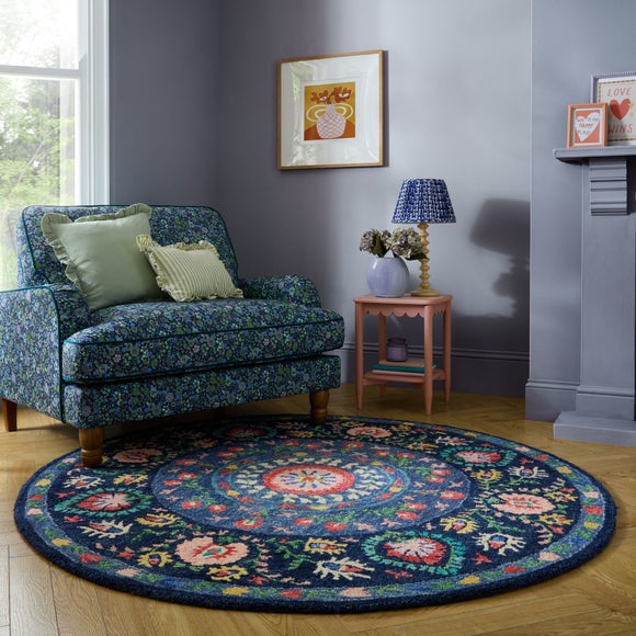 Hani Floral Wool Round Rug - image 1