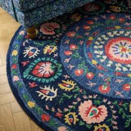 Hani Floral Wool Round Rug - thumbnail 6
