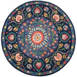Hani Floral Wool Round Rug - thumbnail 5