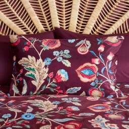 Delilah Purple Floral Fruit Tree Luxury Velvet Duvet Cover & Pillowcase Set - thumbnail 2