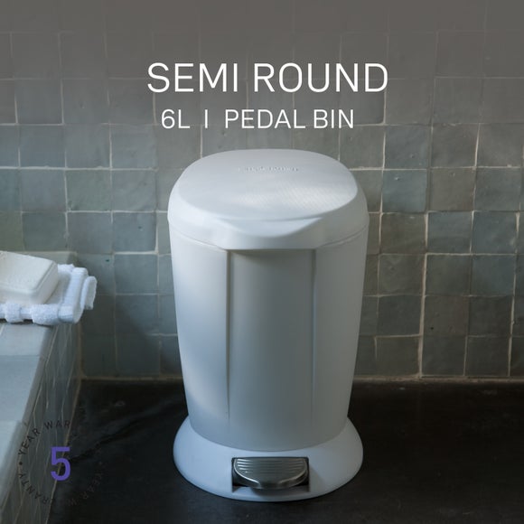 Simplehuman 6L Plastic Round Bathroom Pedal Bin - image 1