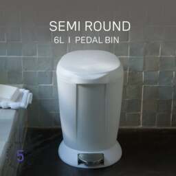 Simplehuman 6L Plastic Round Bathroom Pedal Bin - thumbnail 1