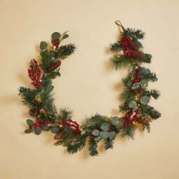 180cm Pre-Lit LED Artificial Berry Garland with Pinecones - thumbnail 2