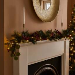 180cm Pre-Lit LED Artificial Berry Garland with Pinecones - thumbnail 1