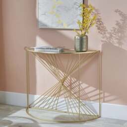 Liberty Glass and Gold Half Moon Console Table - thumbnail 1