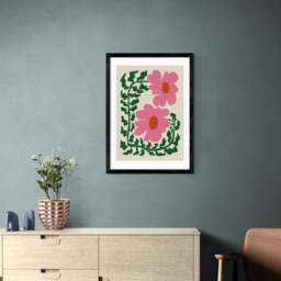 East End Prints Fun Fern And Pink Poppy Print by Miho Art Studio - thumbnail 1