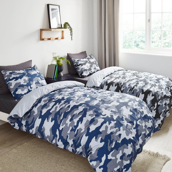 Camo Duvet Cover and Pillowcase Twin Pack Set by Dunelm