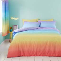 Bright Rainbow Ombre Reversible Duvet Cover and Pillowcase Set - thumbnail 1