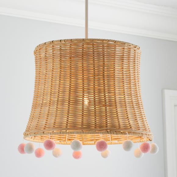 Fiesta Rattan Pom Pom Easy Fit Pendant Shade - image 1
