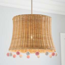 Fiesta Rattan Pom Pom Easy Fit Pendant Shade - thumbnail 1