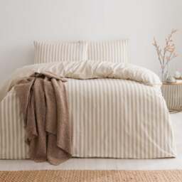 Durham Stripe 100% Cotton Duvet Cover and Pillowcase Set - thumbnail 1