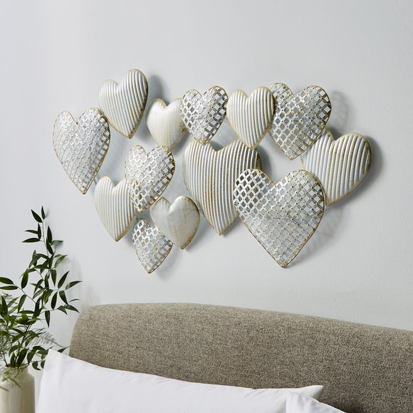 Warm White Hearts Metal Wall Art - image 1