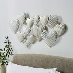 Warm White Hearts Metal Wall Art - thumbnail 1
